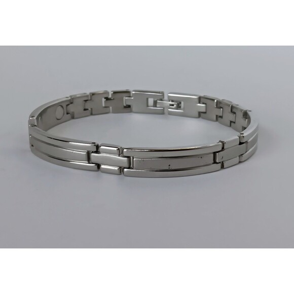 Unisex Silvertone Magnetic Therapy Bracelet 8 in - Picture 3 of 9